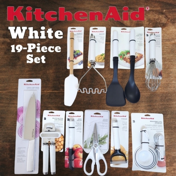 KitchenAid White Kitchen Utensil 19 Piece Set - NWT🎁 - Picture 1 of 8